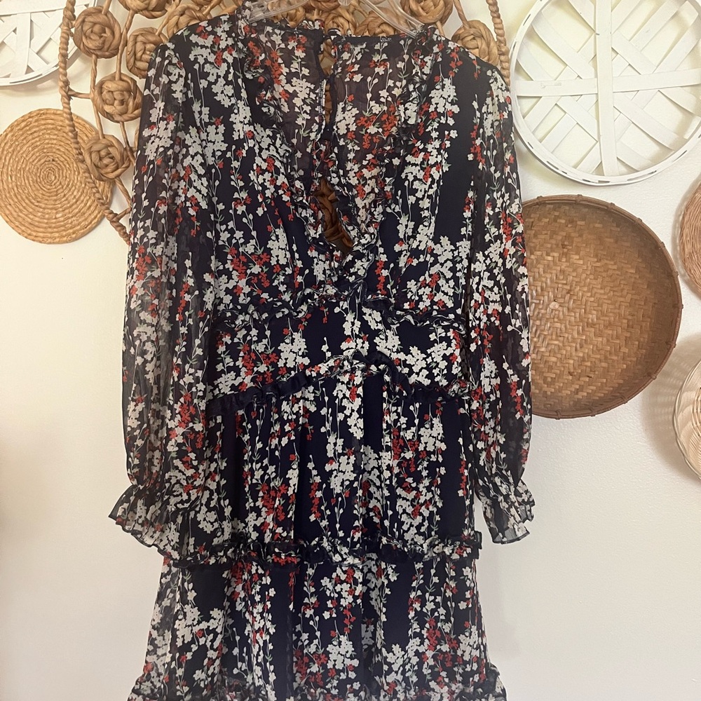 SHEIN Floral Backless Dress - Black, Red, White